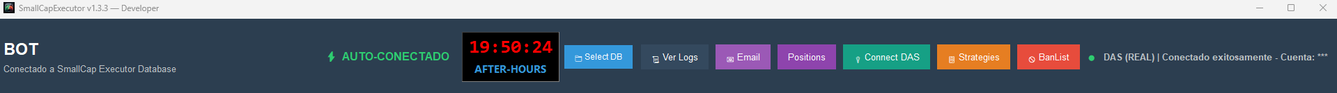 SmallCap Executor main application window